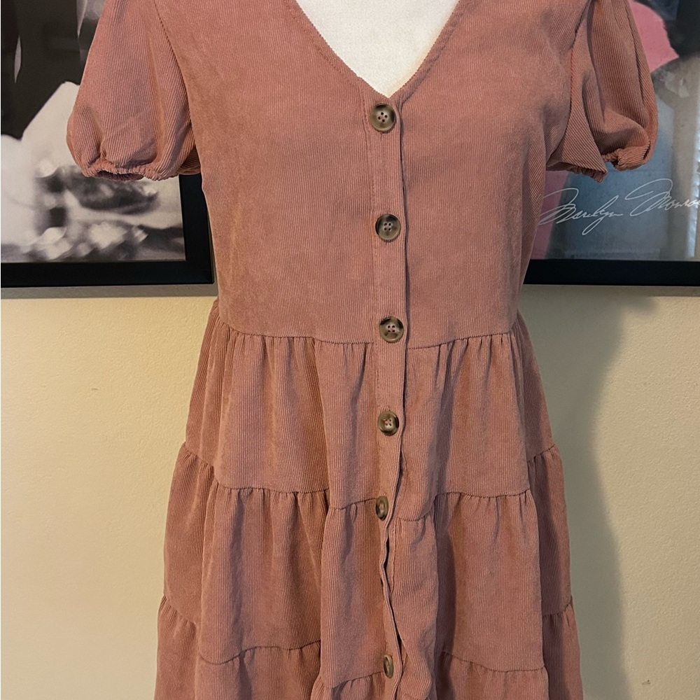 Elegant Mauve Button-Down Dress
